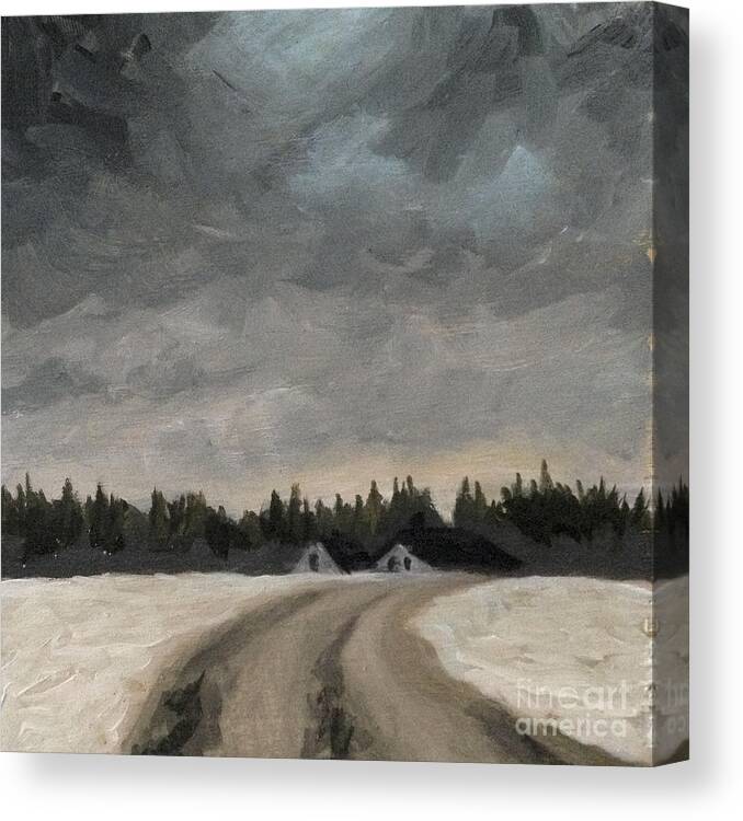 Road Canvas Print featuring the painting Winter Road by Ric Nagualero