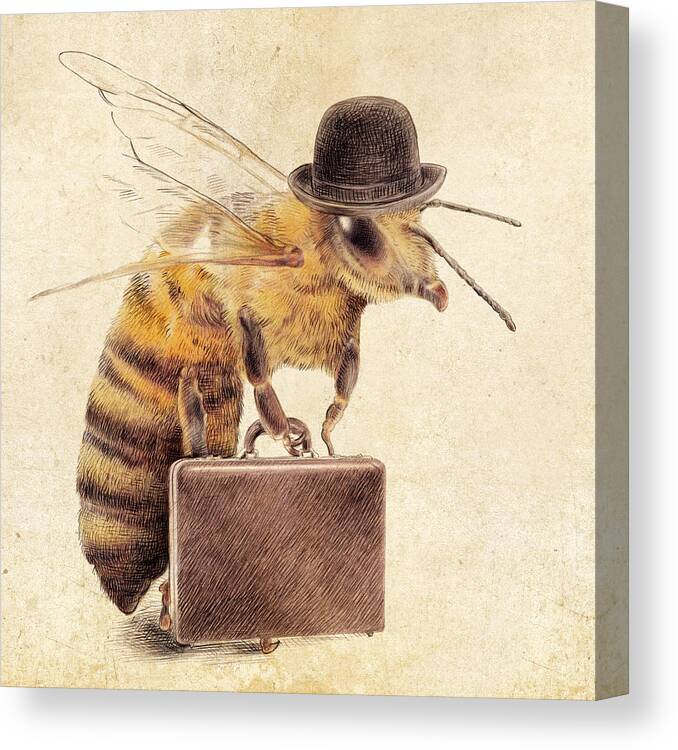Bee Canvas Print featuring the drawing Worker Bee by Eric Fan