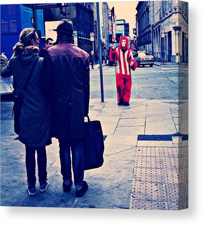 Urban Canvas Print featuring the photograph Wtf Busking #busking #buskers #street by Luis Aviles