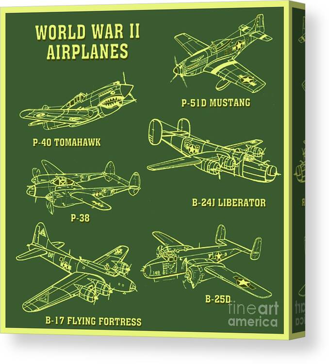 Planew Canvas Print featuring the photograph World War 2 Planes by Steven Parker