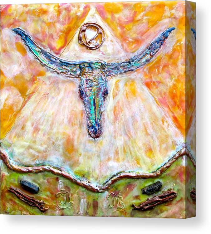 Southwest Canvas Print featuring the painting Wyatt The Longhorn by Joe Bourne