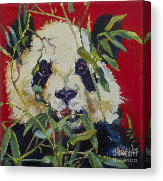 Panda Canvas Print featuring the painting Xi Lan by Patricia A Griffin