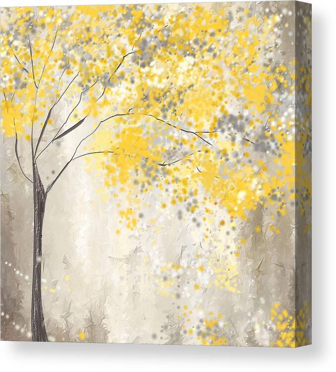 Yellow Canvas Print featuring the painting Yellow And Gray Tree by Lourry Legarde