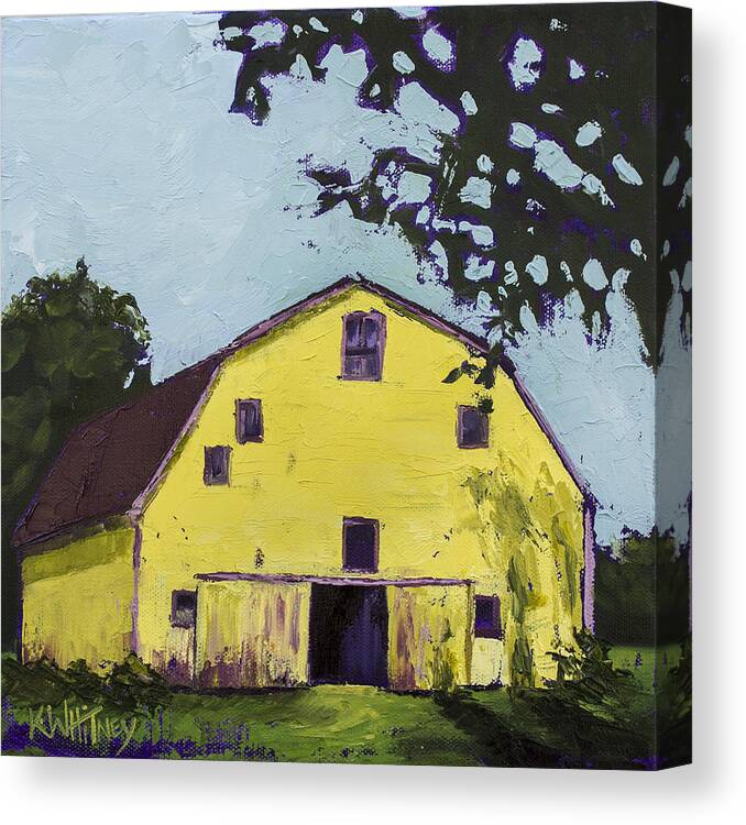 Barn Canvas Print featuring the painting Yellow Barn by Kristin Whitney