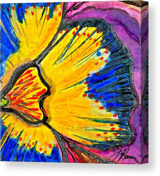 Flower Canvas Print featuring the painting Yellow Blue Flower by Joan Reese