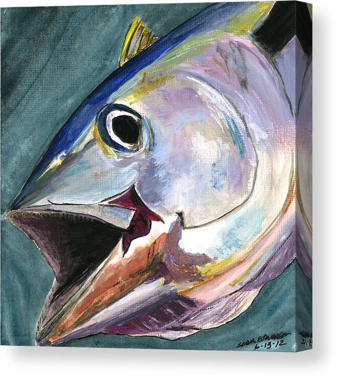 Tuna Canvas Print featuring the painting Yellow fin by Sara Stevenson