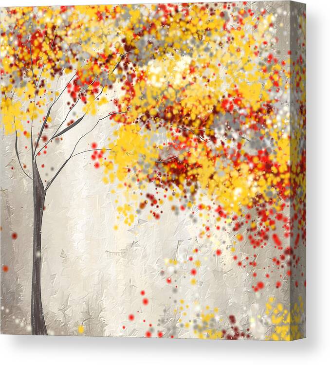 Red And Gray Canvas Print featuring the painting Yellow Gray and Red by Lourry Legarde