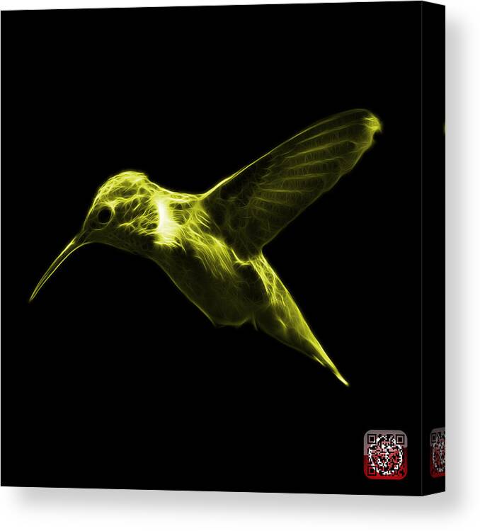 Hummingbird Canvas Print featuring the digital art Yellow Hummingbird - 2054 F by James Ahn