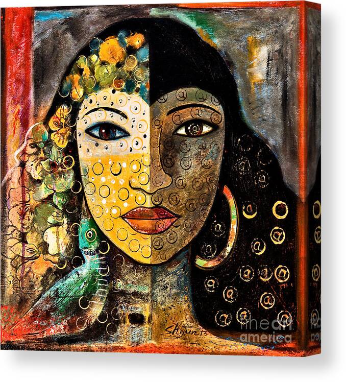 Woman Canvas Print featuring the painting Yesterday and Today by Shijun Munns