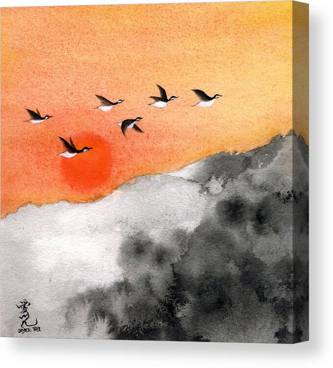 Zen Canvas Print featuring the painting Zen Sunset by Oiyee At Oystudio