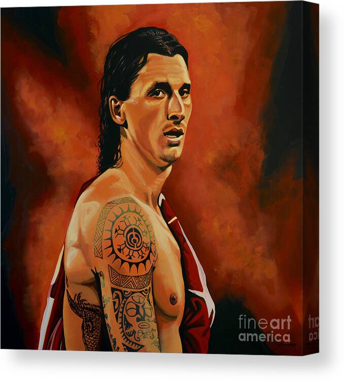 Zlatan Ibrahimovic Canvas Print featuring the painting Zlatan Ibrahimovic Painting by Paul Meijering