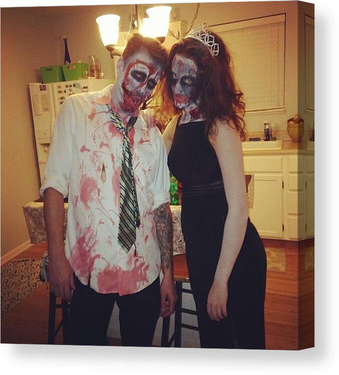 Zombie Canvas Print featuring the photograph Zombie Prom King And Queen, Even Though by Jordan Scott