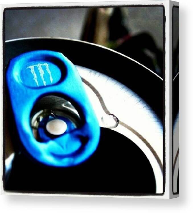 Heart Canvas Print featuring the photograph :) #blue #color #monster #energy #drink by Elisa B