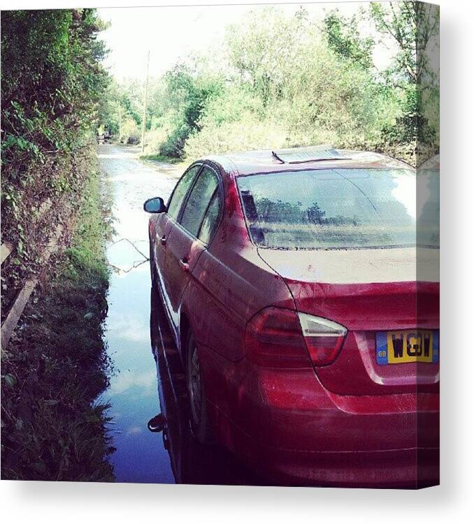 Drain Canvas Print featuring the photograph #bmw #flood #devon #water #river #otter #1 by Dave Harris