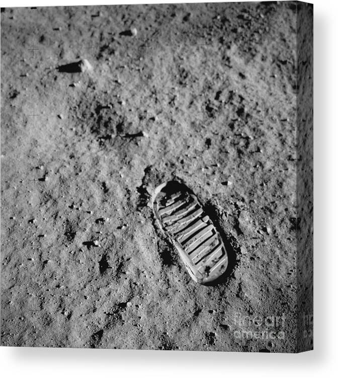 Nasa Canvas Print featuring the photograph Buzz Aldrins Moon Footprint #1 by Nasa