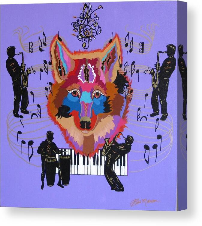 Music Canvas Print featuring the painting Coyote Harmony by Bill Manson