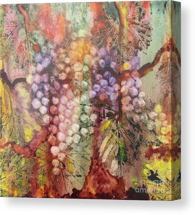 Wine Canvas Print featuring the painting Early Harvest #1 by Karen Fleschler