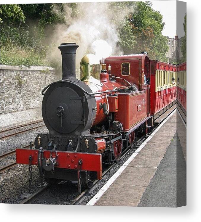 Engine Canvas Print featuring the photograph Isle Of Man Steam Railway No 10 G H #1 by Dave Lee