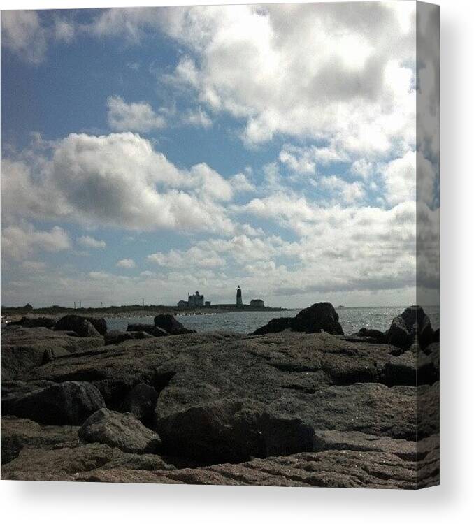 Rhode Island Canvas Print featuring the photograph Lighthouse in Rhode Island #1 by Oliver Wintermantel