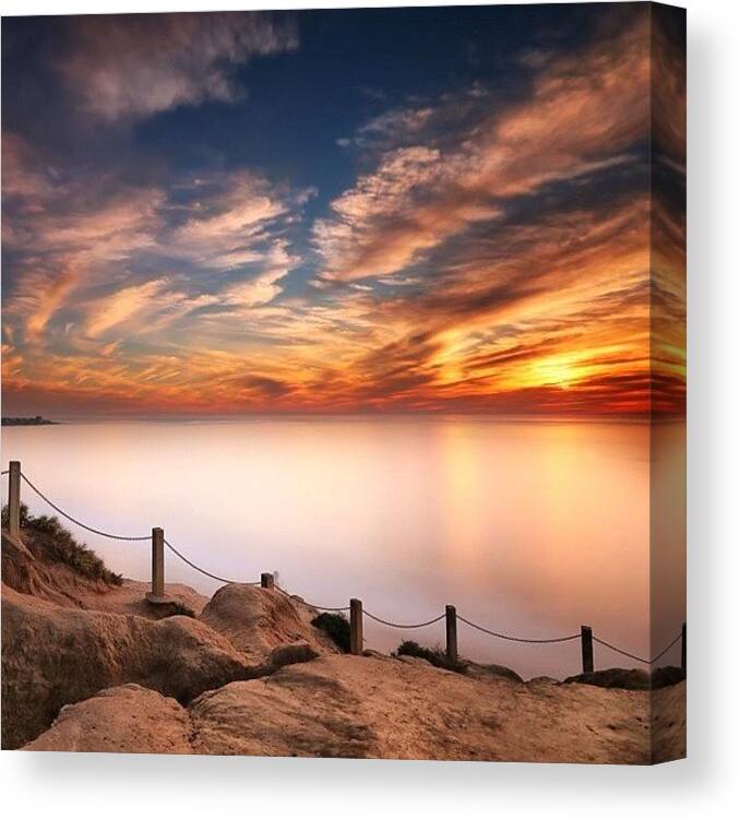  Canvas Print featuring the photograph Long Exposure Of Last Night's Sunset #1 by Larry Marshall