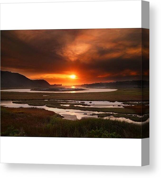  Canvas Print featuring the photograph Long Exposure Sunset Looking Across The by Larry Marshall