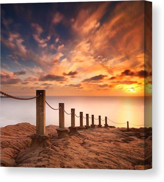  Canvas Print featuring the photograph Long Exposure Sunset Taken From The #1 by Larry Marshall