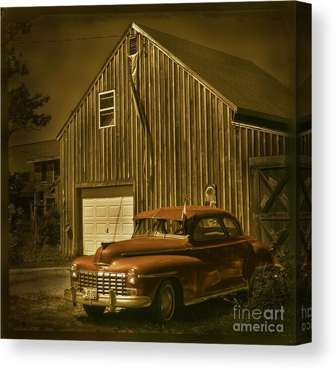 Car Canvas Print featuring the photograph Old car old barn #1 by Jim Wright