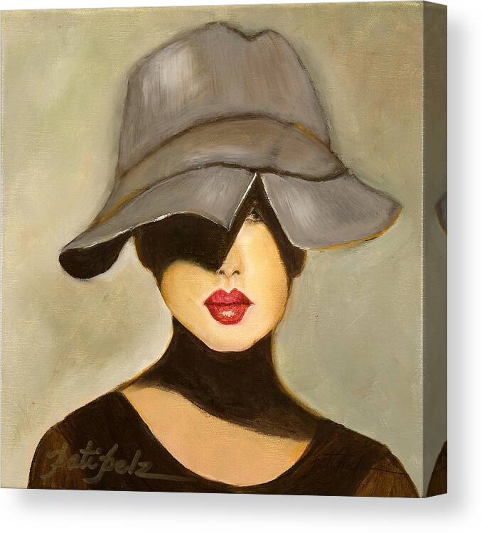 Hat With Eye Showing Canvas Print featuring the painting Peekaboo Hat #1 by Pati Pelz