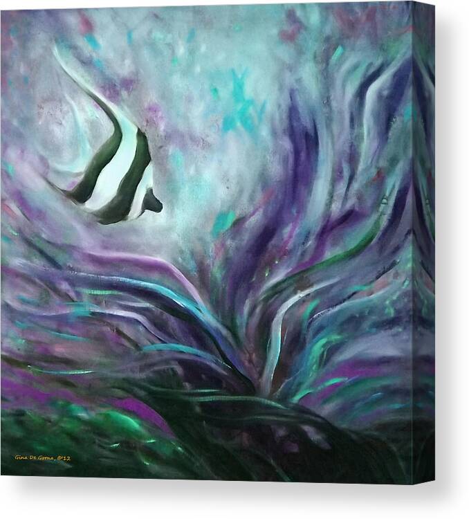 Fish Canvas Print featuring the painting Under the Sea 23 by Gina De Gorna