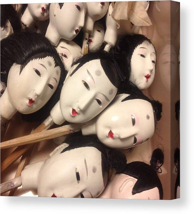 Art Canvas Print featuring the photograph Vintage Japanese Doll Heads @etsy #2 by Futoshi Takami