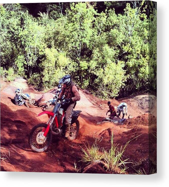 Motocross Canvas Print featuring the photograph 3 Yamahas Down by Devin Parado