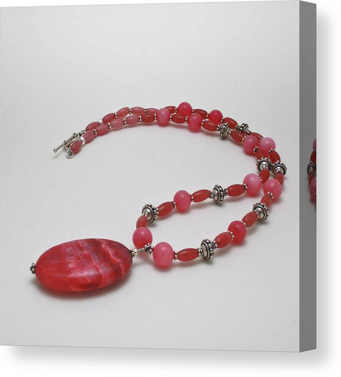 Original Canvas Print featuring the jewelry 3619 Rhodonite and Bali Sterling Silver Necklace by Teresa Mucha