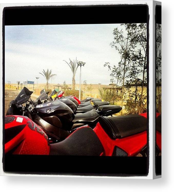 Beautiful Canvas Print featuring the photograph #bikes #motorcycle #honda #ride #cbr #4 by Mina Tadros