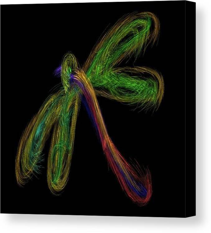 Canvas Print featuring the photograph A Dragonfly Drawn By Me by Michael Krajnak