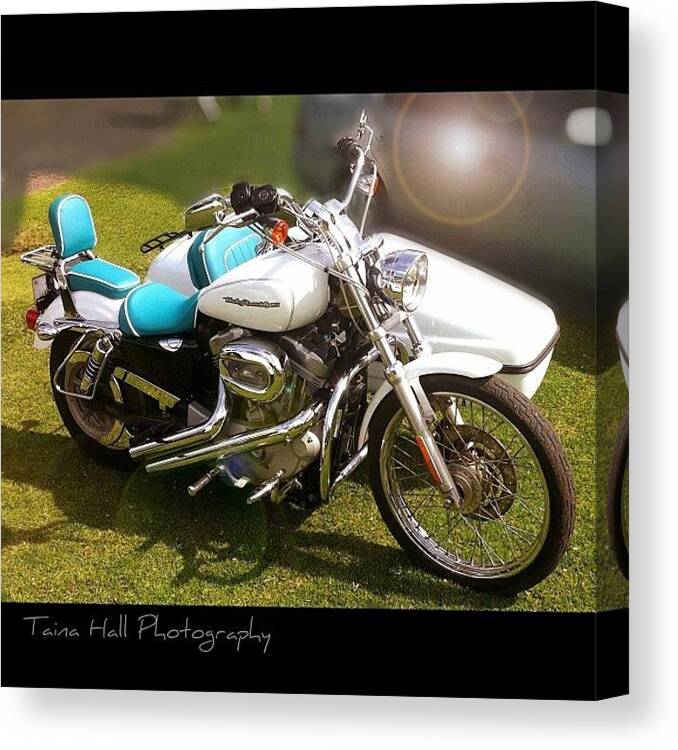  Canvas Print featuring the photograph A Harley On Norfolk Island by Taina Hall
