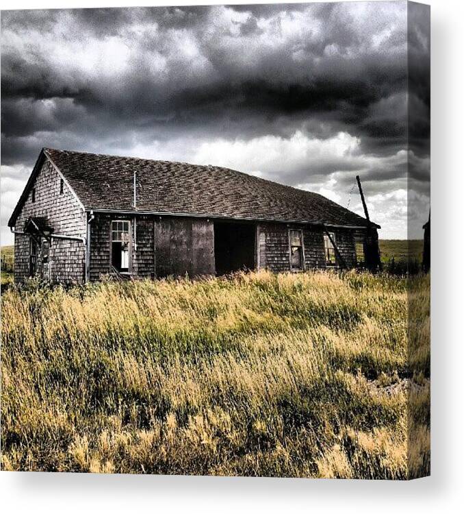Instaclouds Canvas Print featuring the photograph #abandoned #farm Near #melville by Michael Squier