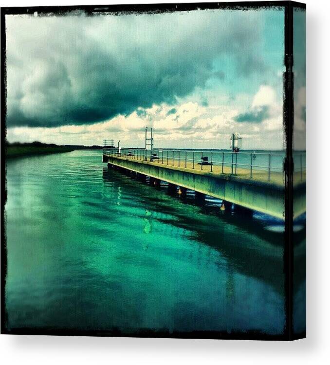 Blue Canvas Print featuring the photograph Abandoned Jetty #river #broads #water by Invisible Man