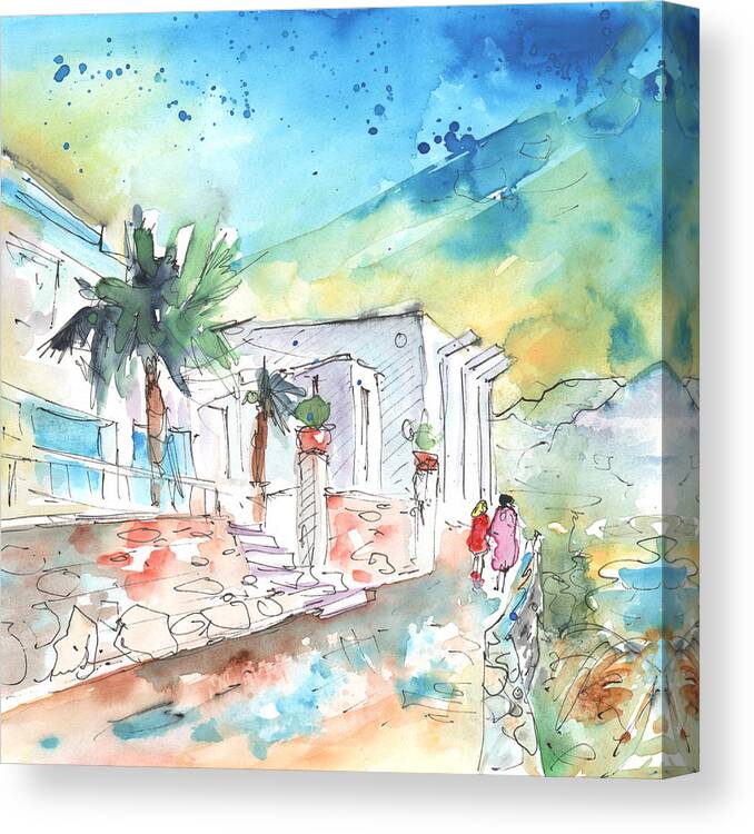 Travel Sketch Canvas Print featuring the painting Agia Galini 02 by Miki De Goodaboom