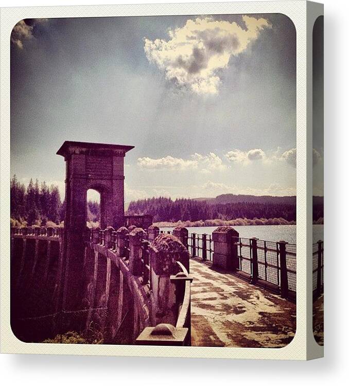 Iphoneograpy Canvas Print featuring the photograph Alwen Dam, North Wales by Miss Wilkinson