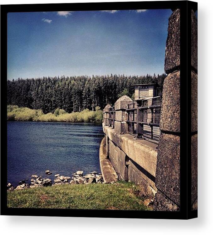 Reservoir Canvas Print featuring the photograph #alwen #dam #reservoir #water #trees by Miss Wilkinson