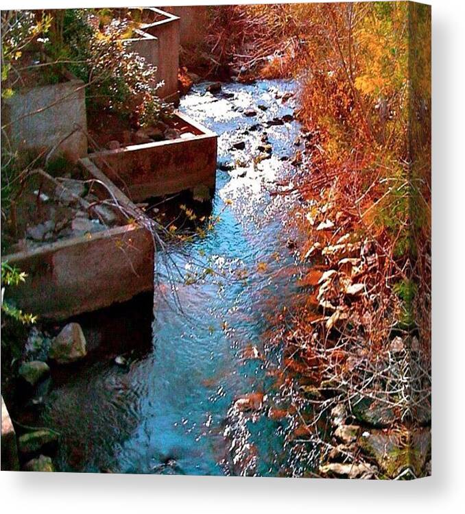 River Canvas Print featuring the photograph And A River Runs Through It - Red Hue by Anna Porter