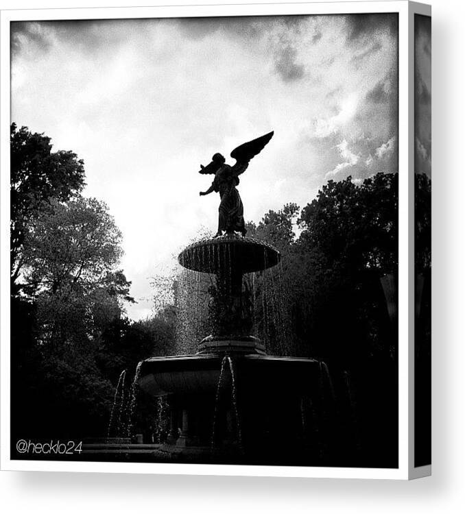 Centralpark Canvas Print featuring the photograph Angel Of The Waters #centralpark by Hector Lopez ✨