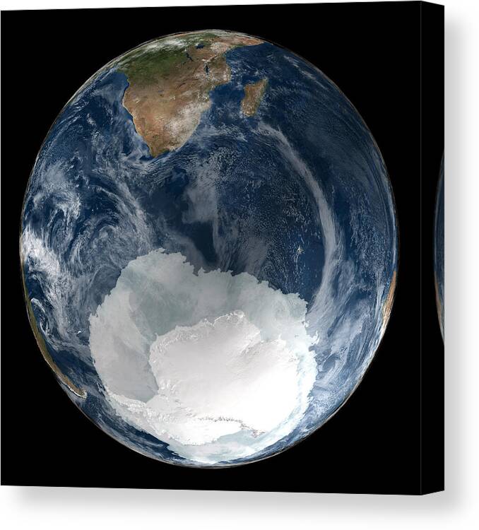 Earth Canvas Print featuring the photograph Antarctic Ice Sheet Maximum, 2005 by Nsidcnasa