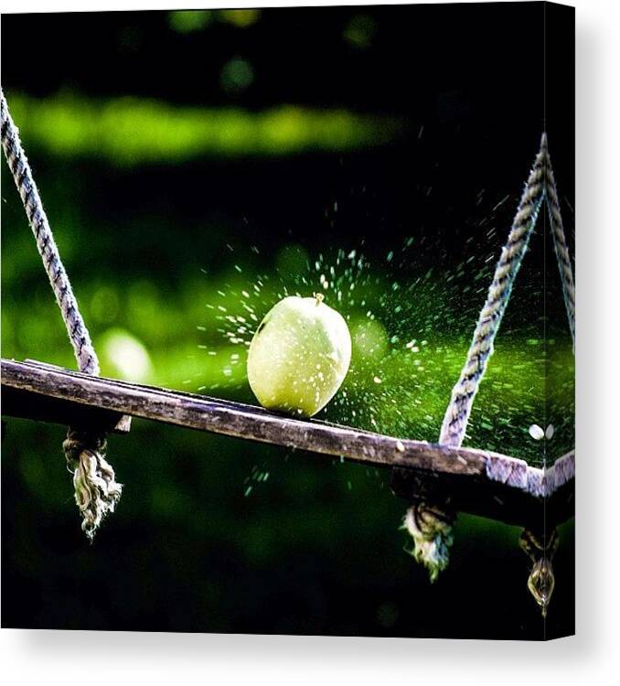 Magic Canvas Print featuring the photograph Apple Explosion, Edited On An by Erik Mansson