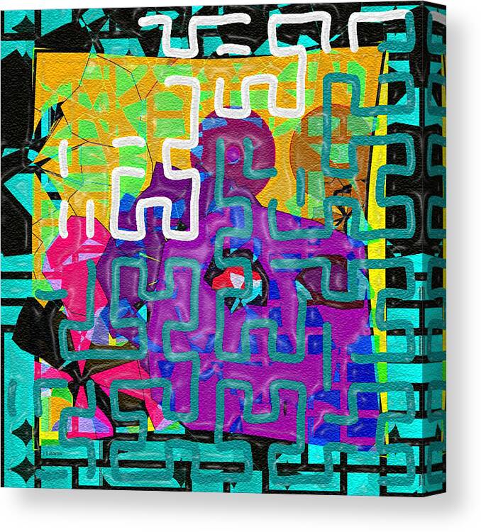Ebsq Canvas Print featuring the digital art Aqua Maze by Dee Flouton