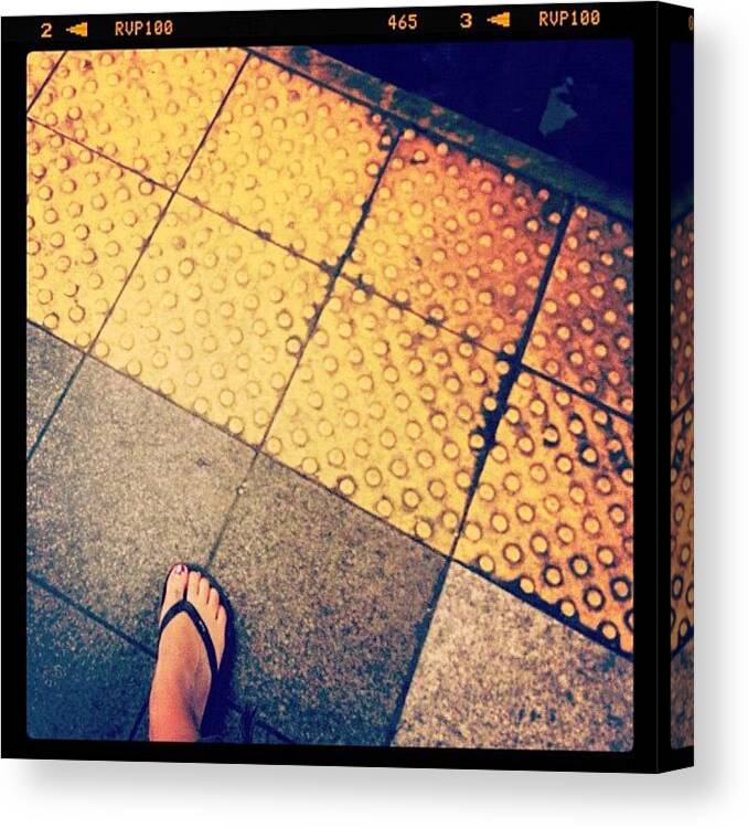 Mobilephotography Canvas Print featuring the photograph Awaiting The Train by Natasha Marco