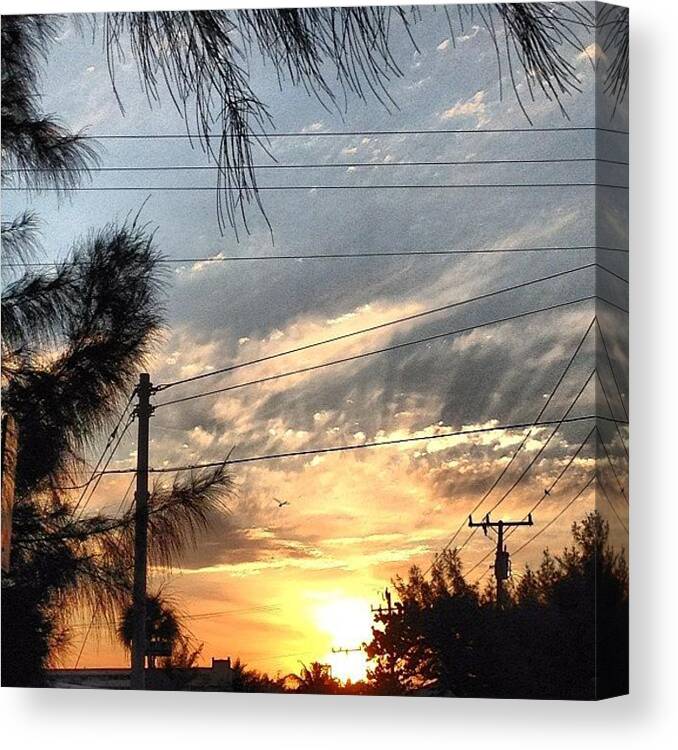 Beautiful Canvas Print featuring the photograph Awesome Sunset Yesterday While Walking by Emily W