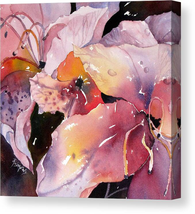 Flowers Canvas Print featuring the painting Azaleas close Focus by Rae Andrews