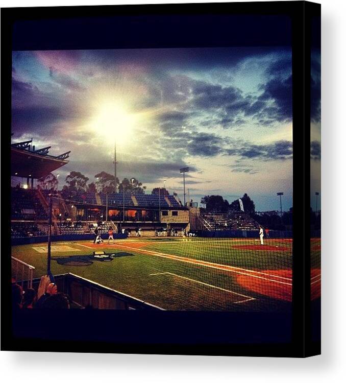Field Canvas Print featuring the photograph #baseball #pitch #field #sports by Glen Offereins