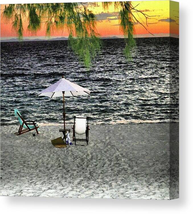 Beautiful Canvas Print featuring the photograph Beach at sunset by Ernesto Cinquepalmi
